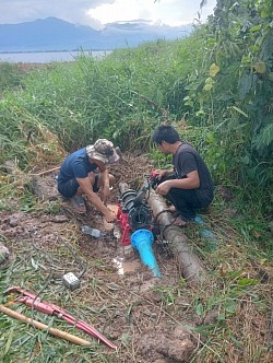 เชื่อมท่อ HDPE  ของระบบสูบน้ำโรงพยาบาลพะเยา